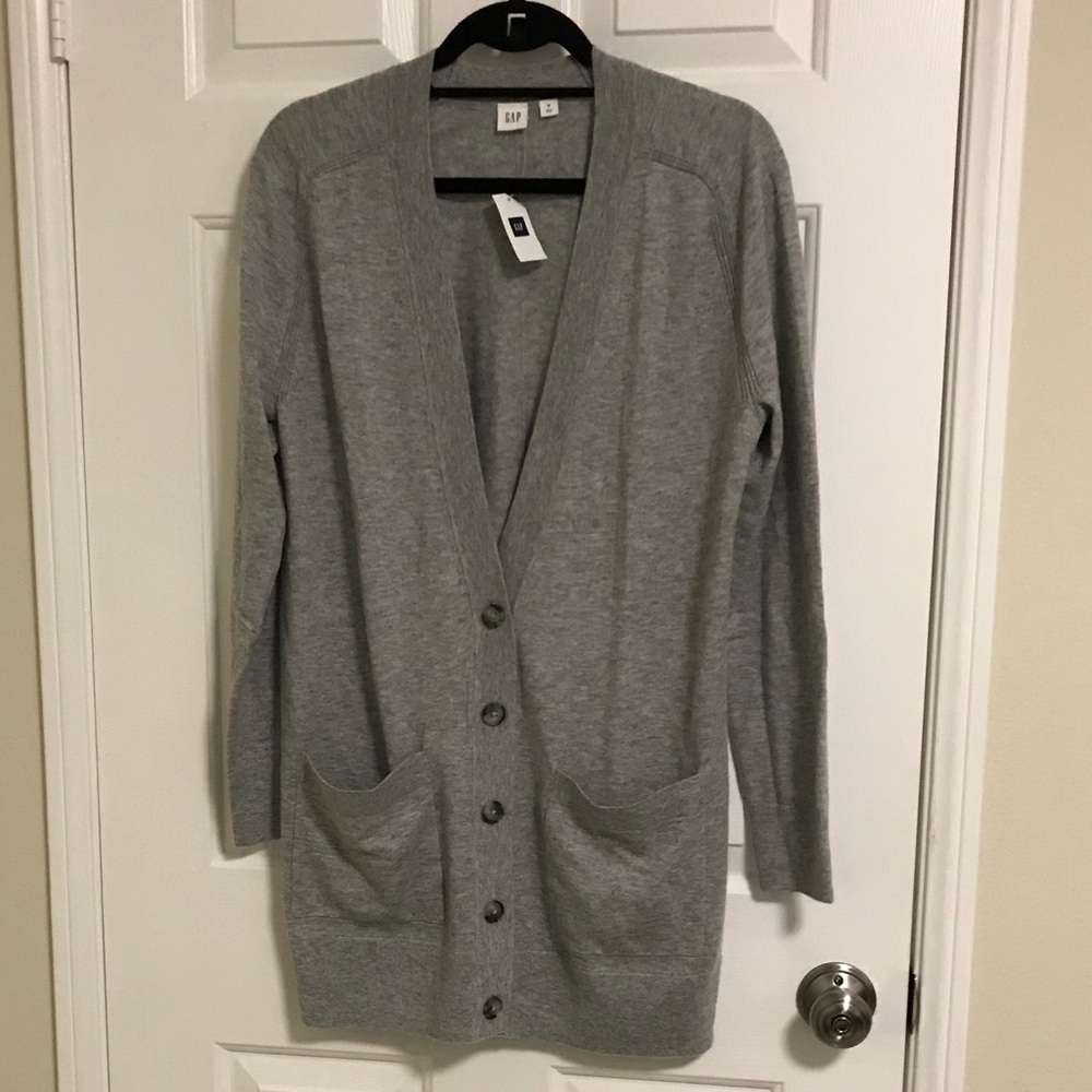 Gap grey wool button cardigan NWT